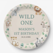 Wilde Dschungelsafari-Tiere Geburtstag Pappteller (Vorderseite)