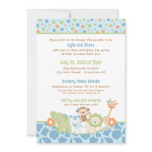 Wilde Dschungeltiere Baby Boy Shower-Einladung
