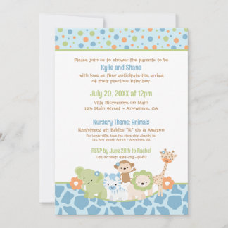 Wilde Dschungeltiere Baby Boy Shower-Einladung Einladung