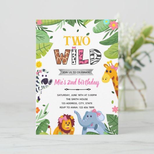 Wilde Dschungeltiere Einladung (Stehend Vorderseite)