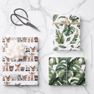 Wilde Dschungeltiere   Geburtstagsfeier Geschenkpapier Set