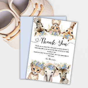 Wilde Dschungeltiere Safari Baby Shower Junge Dankeskarte