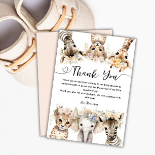 Wilde Dschungeltiere Safari Baby Shower Mädchen Dankeskarte