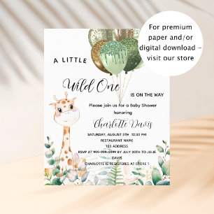 Wilde Duschgiraffe für ein Baby - Budget Einladung Flyer