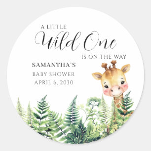 Wilde Eine Giraffe Geschlechtsneutrale Babyparty Runder Aufkleber