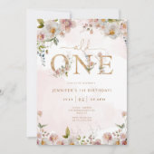 Wilde Eine Wildblumen errötet pinkfarbene Mädchen Einladung (Vorderseite)