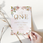 Wilde Eine Wildblumen errötet pinkfarbene Mädchen Einladung