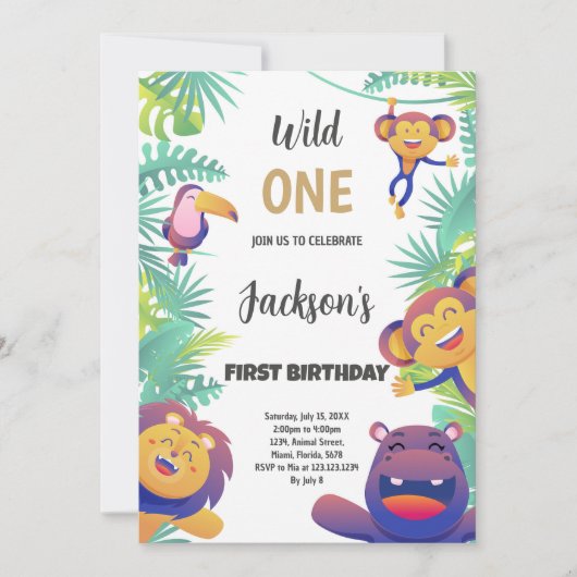 Wilde Einladung zum Geburtstag (Vorderseite)