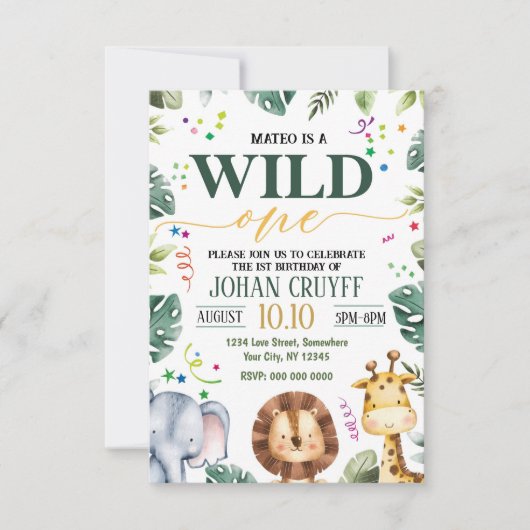 Wilde Einladung zum Geburtstag (Vorderseite)