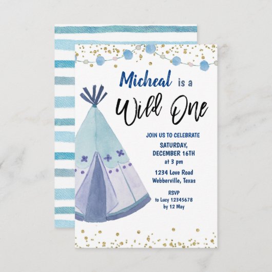 Wilde Einladung zum Geburtstag (Vorne/Hinten)