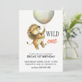Wilde Einladung zum Geburtstag, Löwe 1. Geburtstag (Stehend Vorderseite)