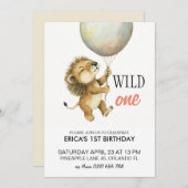 Wilde Einladung zum Geburtstag, Löwe 1. Geburtstag (Vorne/Hinten)