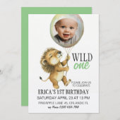 Wilde Einladung zum Geburtstag, Löwe 1. Geburtstag (Vorne/Hinten)