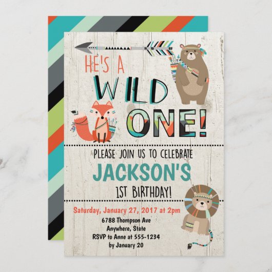 Wilde Einladung zum Geburtstag - Stammtiere (Vorne/Hinten)