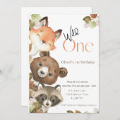 Wilde Einladung zum Geburtstag - Waldtiere (Vorne/Hinten)