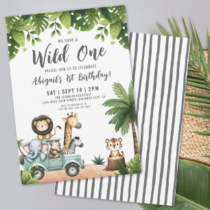 Wilde Eins Jungle Safari 1. Geburtstagsfeier Einladung