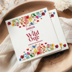 Wilde Eins Wilde Blume Erste 1. Geburtstagsfeier Serviette