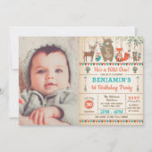 Wilde Einwald-Stammtiere Geburtstags-Foto Einladung (Vorderseite)