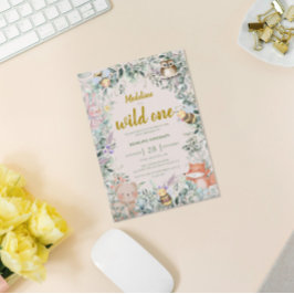 Wilde Einwaldtiere Einladung zum 1. Geburtstag