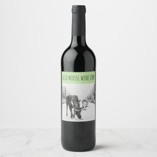 Wilde Elche im Schnee Weinkennzeichen Weinetikett (Vorderseite)