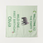 Wilde Elefanten-Party-Willkommens-Kunst Wandteppich (Vorderseite (Horizontal))