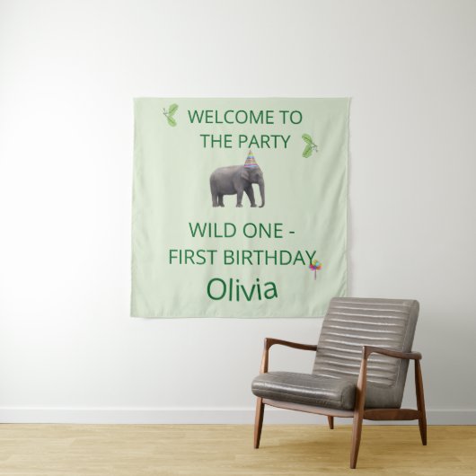 Wilde Elefanten-Party-Willkommens-Kunst Wandteppich (Beispiel)