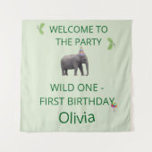 Wilde Elefanten-Party-Willkommens-Kunst Wandteppich (Vorderseite)