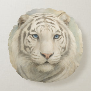 Wilde Eleganz Majestätischer Weißer Bengal-Tiger T Rundes Kissen