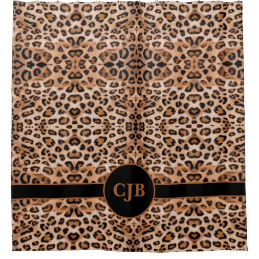 Wilde Eleganz: Personalisierter Leopard Print Duschvorhang (Vorderseite)