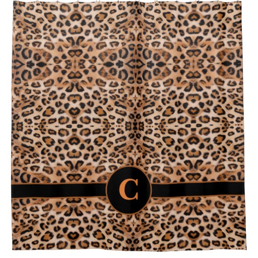 Wilde Eleganz: Personalisierter Leopard Print Duschvorhang (Vorderseite)