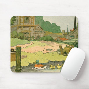 Wilde Enten und Enkeln Schwimmen am Fluss Mousepad