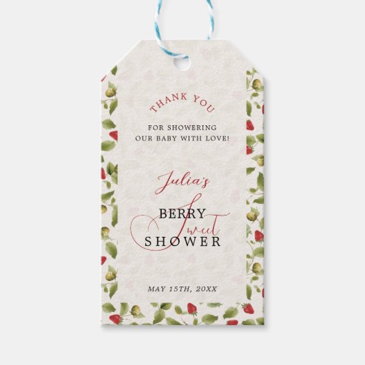 WILDE ERDBEER SÜSSE BABY-SHOWER GESCHENKANHÄNGER (Vorderseite)