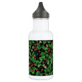Wilde Erdbeeren auf schwarz Edelstahlflasche (Links)