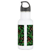 Wilde Erdbeeren auf schwarz Edelstahlflasche (Rückseite)