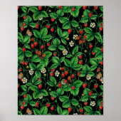 Wilde Erdbeeren auf schwarz Poster (Vorne)
