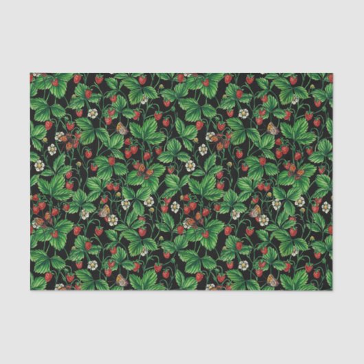 Wilde Erdbeeren auf schwarz Seidenpapier (Vorderseite)