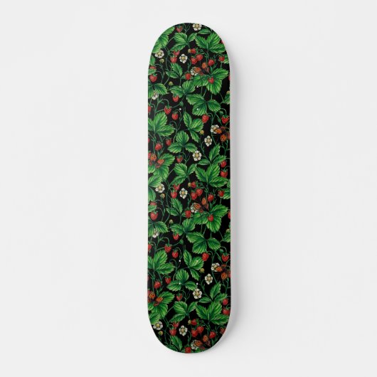 Wilde Erdbeeren auf schwarz Skateboard (Vorne)