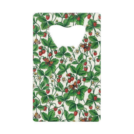 Wilde Erdbeeren auf weißem Grund Geldbeutel Flaschenöffner (Vorderseite)