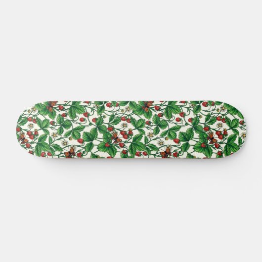 Wilde Erdbeeren auf weißem Grund Skateboard (Horizontal)