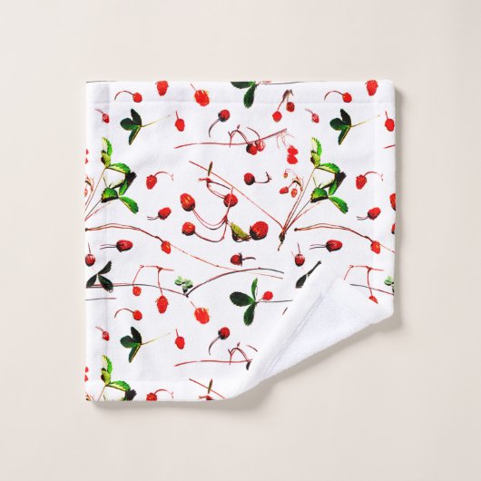 Wilde Erdbeeren Badhandtuch Set (Waschlappen)