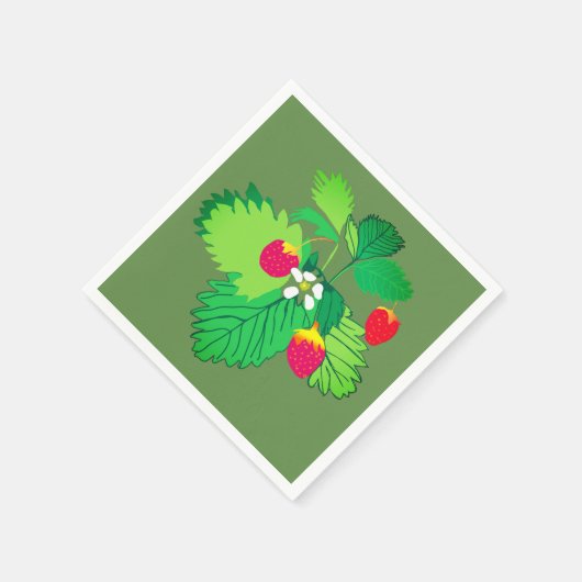 Wilde Erdbeeren Cocktail Papier Napkins Serviette (Ecke)