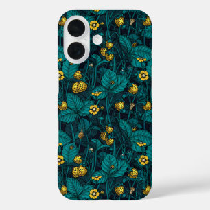 Wilde Erdbeeren, gelb und blau iPhone 16 Hülle
