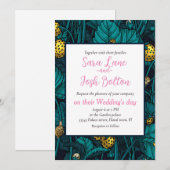 Wilde Erdbeeren, gelb und blau Einladung (Vorne/Hinten)