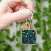 Wilde Erdbeeren, gelb und blau Schlüsselanhänger (Hand)