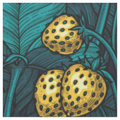 Wilde Erdbeeren, gelb und blau Stoff (Nahaufnahme)