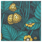 Wilde Erdbeeren, gelb und blau Stoff (Muster)