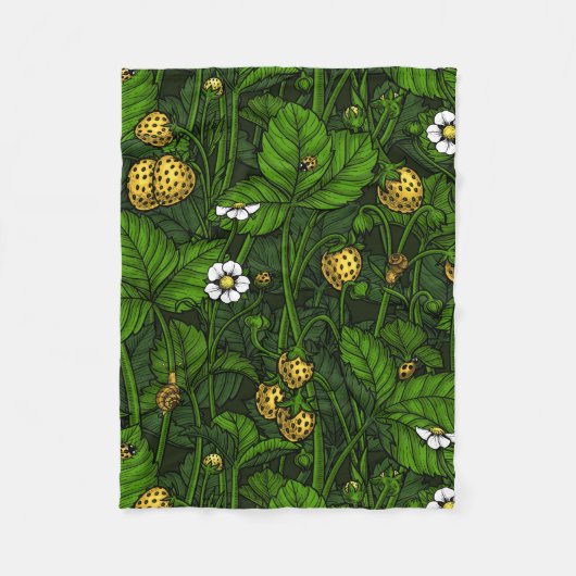 Wilde Erdbeeren, gelb und grün Fleecedecke (Vorderseite)
