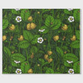 Wilde Erdbeeren, gelb und grün Geschenkpapier (Flach)