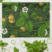 Wilde Erdbeeren, gelb und grün Geschirrtuch (Gefaltet)