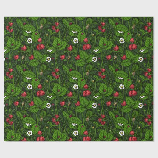 Wilde Erdbeeren Geschenkpapier (Flach)